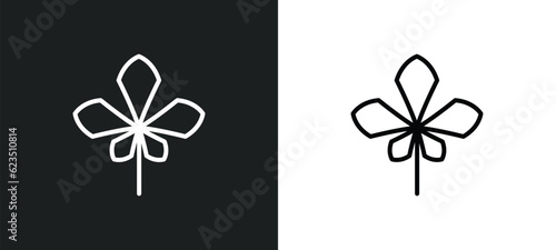 chestnut leaf icon isolated in white and black colors. chestnut leaf outline vector icon from nature collection for web, mobile apps and ui.