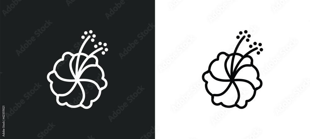 hibiscus icon isolated in white and black colors. hibiscus outline vector icon from nature collection for web, mobile apps and ui.