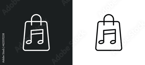 music store icon isolated in white and black colors. music store outline vector icon from music and media collection for web, mobile apps and ui.