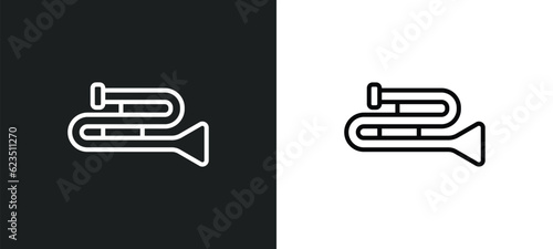 trombone icon isolated in white and black colors. trombone outline vector icon from music and media collection for web, mobile apps and ui.