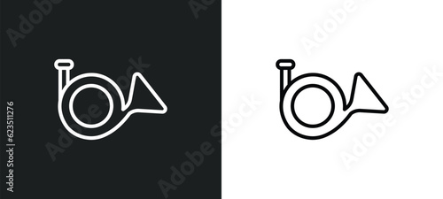 french horn icon isolated in white and black colors. french horn outline vector icon from music and media collection for web, mobile apps and ui.