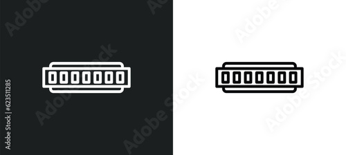 harmonica icon isolated in white and black colors. harmonica outline vector icon from music and media collection for web, mobile apps and ui.