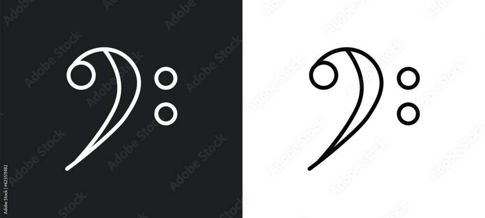 bass clef icon isolated in white and black colors. bass clef outline vector icon from music and media collection for web, mobile apps and ui. bass clef icon isolated in white and black colors. bass clef outline vector icon from music and media collection for web, mobile apps and ui.