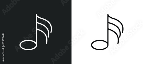 thirty second note icon isolated in white and black colors. thirty second note outline vector icon from music and media collection for web, mobile apps and ui.