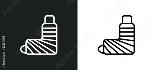 plastered foot icon isolated in white and black colors. plastered foot outline vector icon from medical collection for web, mobile apps and ui.