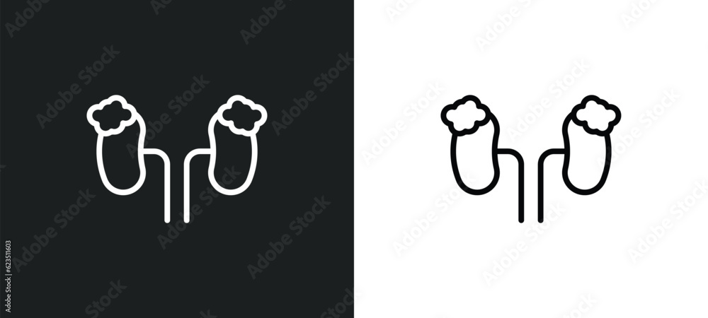 adrenal gland icon isolated in white and black colors. adrenal gland outline vector icon from medical collection for web, mobile apps and ui.