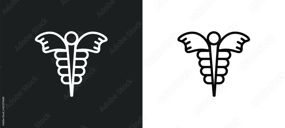 caduceus icon isolated in white and black colors. caduceus outline vector icon from medical collection for web, mobile apps and ui.