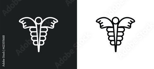 caduceus icon isolated in white and black colors. caduceus outline vector icon from medical collection for web, mobile apps and ui.