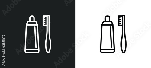 brush with tooth paste icon isolated in white and black colors. brush with tooth paste outline vector icon from medical collection for web, mobile apps and ui.