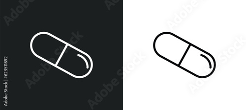 medical pill icon isolated in white and black colors. medical pill outline vector icon from medical collection for web, mobile apps and ui.