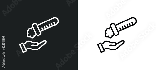 acid falling on hand icon isolated in white and black colors. acid falling on hand outline vector icon from medical collection for web, mobile apps and ui.