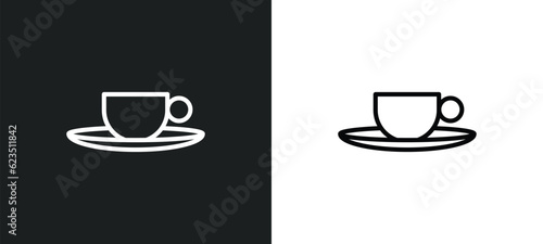 saucer icon isolated in white and black colors. saucer outline vector icon from kitchen collection for web, mobile apps and ui.