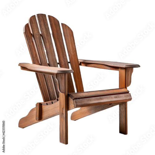 Adirondack chair isolated on transparent background. Generative AI
