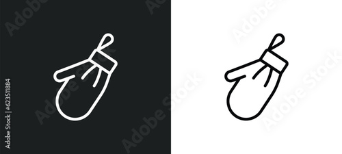 kitchen mitten icon isolated in white and black colors. kitchen mitten outline vector icon from kitchen collection for web, mobile apps and ui.