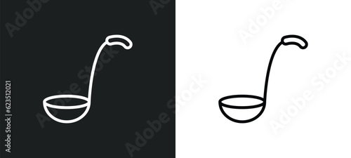 ladle icon isolated in white and black colors. ladle outline vector icon from kitchen collection for web, mobile apps and ui.