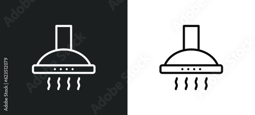 extractor hood icon isolated in white and black colors. extractor hood outline vector icon from kitchen collection for web, mobile apps and ui.