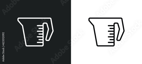 measuring cup icon isolated in white and black colors. measuring cup outline vector icon from kitchen collection for web, mobile apps and ui.