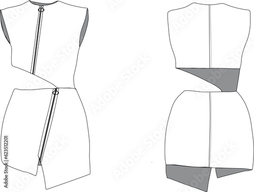 asymmetric overalls shorts  Jumpsuit Template Flat Sketches, Fashion Technical Drawings, Jumpsuit Technical Drawing,Fashion Templates, Dress Pattern, Fashion Cad Drawing, Textile Flat Sketch, Fashion