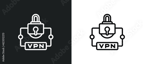 virtual private network icon isolated in white and black colors. virtual private network outline vector icon from internet security collection for web, mobile apps and ui.