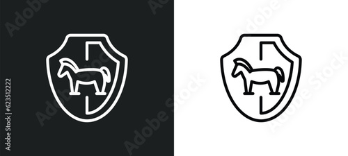 trojan icon isolated in white and black colors. trojan outline vector icon from internet security collection for web, mobile apps and ui.
