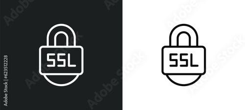 ssl icon isolated in white and black colors. ssl outline vector icon from internet security collection for web, mobile apps and ui.