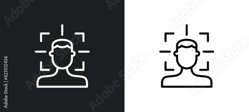 facial recognition icon isolated in white and black colors. facial recognition outline vector icon from internet security collection for web, mobile apps and ui.