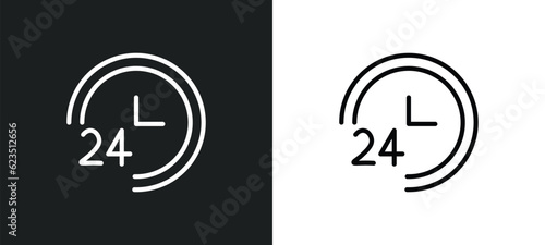 24 service icon isolated in white and black colors. 24 service outline vector icon from hotel and restaurant collection for web, mobile apps and ui.