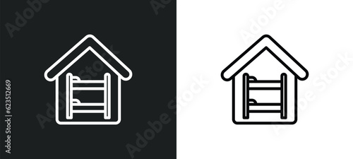 hostel icon isolated in white and black colors. hostel outline vector icon from hotel and restaurant collection for web, mobile apps and ui.