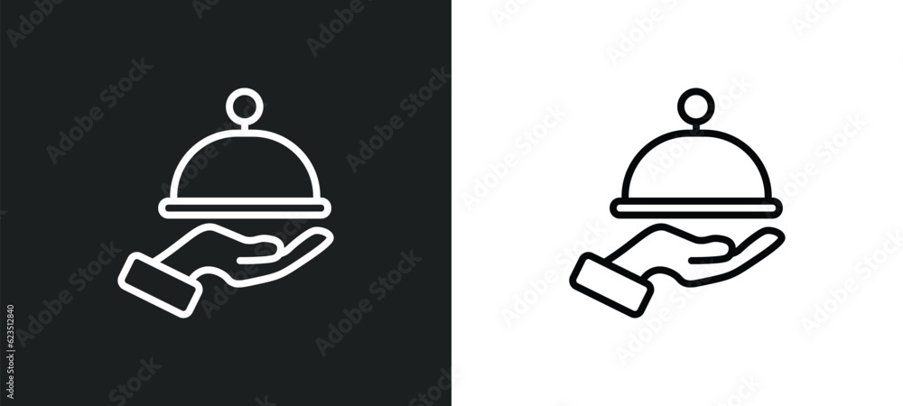 restaurant tray icon isolated in white and black colors. restaurant tray outline vector icon from hotel and restaurant collection for web, mobile apps and ui. restaurant tray icon isolated in white and black colors. restaurant tray outline vector icon from hotel and restaurant collection for web, mobile apps and ui.