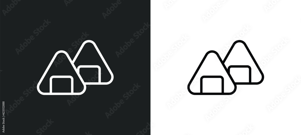 onigiri icon isolated in white and black colors. onigiri outline vector icon from hotel and restaurant collection for web, mobile apps and ui. onigiri icon isolated in white and black colors. onigiri outline vector icon from hotel and restaurant collection for web, mobile apps and ui.