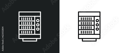 vending hine icon isolated in white and black colors. vending hine outline vector icon from hotel and restaurant collection for web, mobile apps and ui.