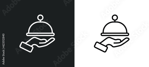 restaurant tray icon isolated in white and black colors. restaurant tray outline vector icon from hotel and restaurant collection for web, mobile apps and ui. photo