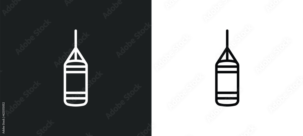 punching bag icon isolated in white and black colors. punching bag outline vector icon from health and medical collection for web, mobile apps and ui.