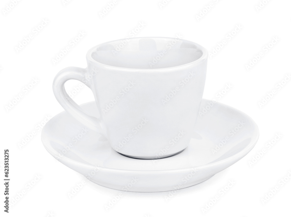 White cup of tea over white background. White cup of tea over white background.
