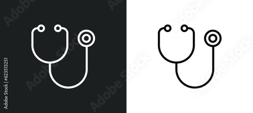 phonendoscope icon isolated in white and black colors. phonendoscope outline vector icon from health and medical collection for web, mobile apps and ui.