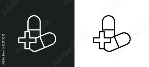 antibiotics icon isolated in white and black colors. antibiotics outline vector icon from health and medical collection for web, mobile apps and ui.