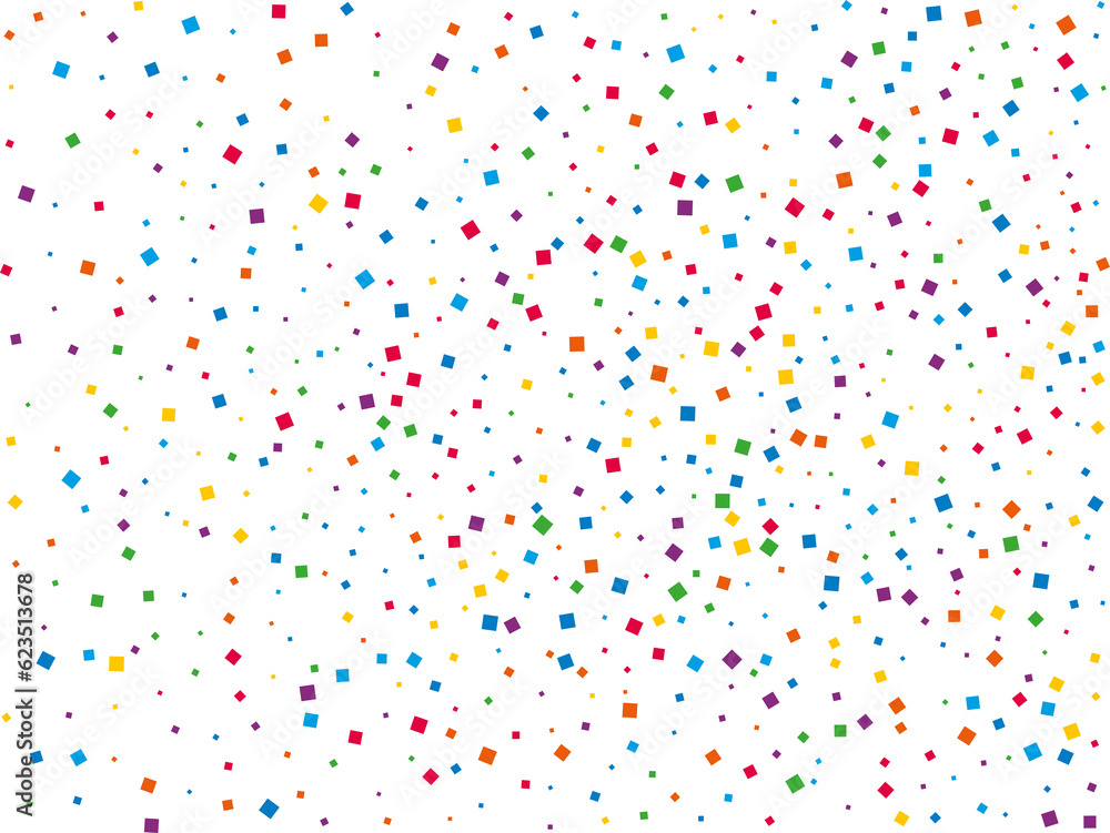 Carnival Confetti. Masquerade Border with Falling Rainbow Square Confetti Carnival Confetti. Masquerade Border with Falling Rainbow Square Confetti