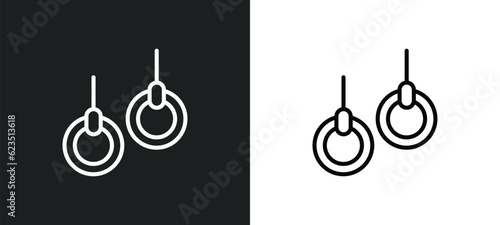gymnastic rings icon isolated in white and black colors. gymnastic rings outline vector icon from gym and fitness collection for web, mobile apps and ui.