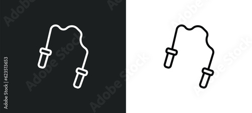 skip rope icon isolated in white and black colors. skip rope outline vector icon from gym and fitness collection for web, mobile apps and ui.