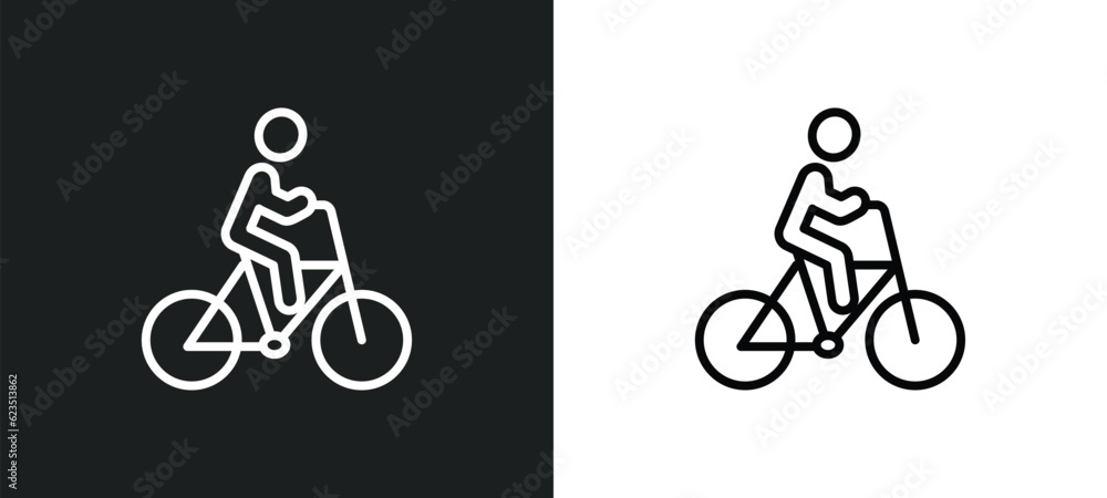Fototapeta premium riding bicycle icon isolated in white and black colors. riding bicycle outline vector icon from gym and fitness collection for web, mobile apps and ui.