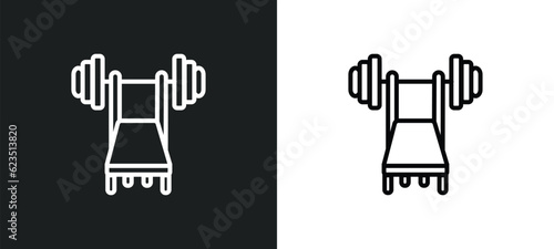 barbell bench press icon isolated in white and black colors. barbell bench press outline vector icon from gym and fitness collection for web, mobile apps and ui.