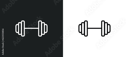 barbell weightlifting icon isolated in white and black colors. barbell weightlifting outline vector icon from gym and fitness collection for web, mobile apps and ui.