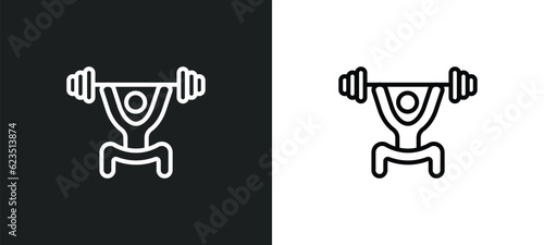 lifting barbell icon isolated in white and black colors. lifting barbell outline vector icon from gym and fitness collection for web, mobile apps and ui.