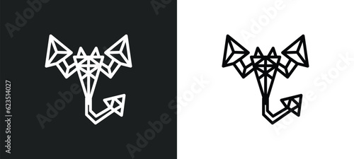 polygonal scorpion icon isolated in white and black colors. polygonal scorpion outline vector icon from geometry collection for web, mobile apps and ui.