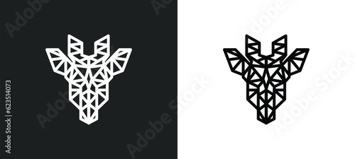 polygonal giraffe icon isolated in white and black colors. polygonal giraffe outline vector icon from geometry collection for web, mobile apps and ui.