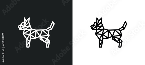 polygonal dog icon isolated in white and black colors. polygonal dog outline vector icon from geometry collection for web, mobile apps and ui.
