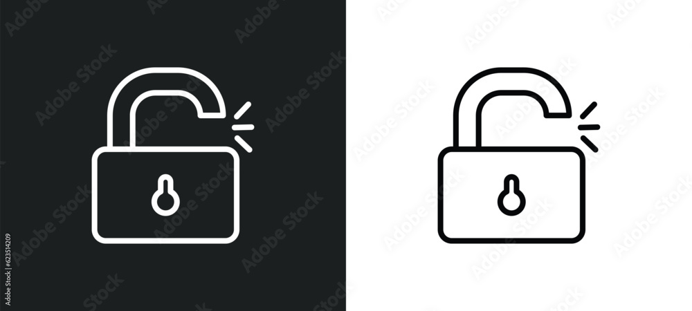 unlock icon isolated in white and black colors. unlock outline vector icon from geometry collection for web, mobile apps and ui. unlock icon isolated in white and black colors. unlock outline vector icon from geometry collection for web, mobile apps and ui.
