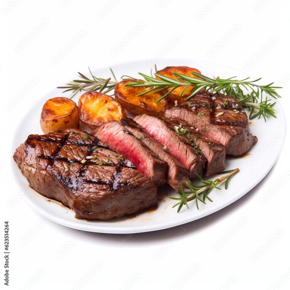 grilled steak with vegetables  meat food, steak, beef, dinner, meal, grilled, plate, salad,