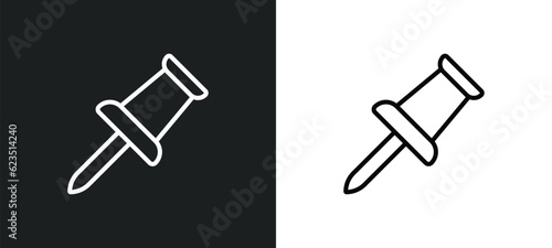 push pin icon isolated in white and black colors. push pin outline vector icon from geometry collection for web, mobile apps and ui.