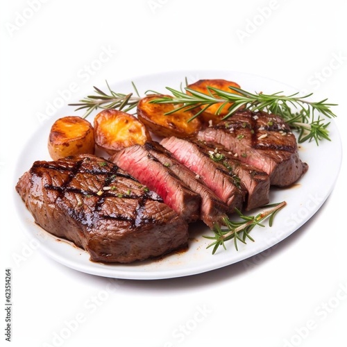 grilled steak with vegetables  meat food, steak, beef, dinner, meal, grilled, plate, salad,